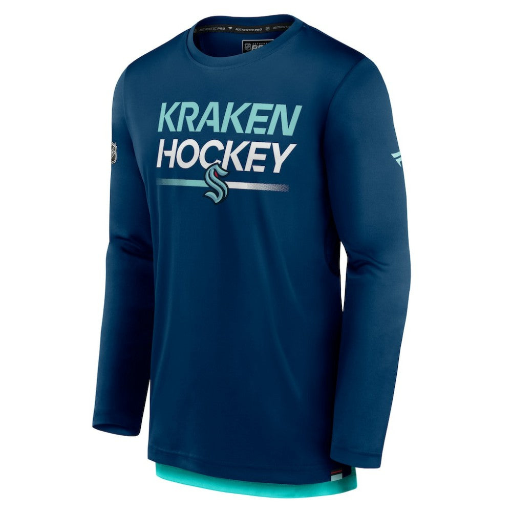 Seattle Kraken Fanatics Authentic Pro Long Sleeve T-Shirt - Deep Sea Blue - NHL
