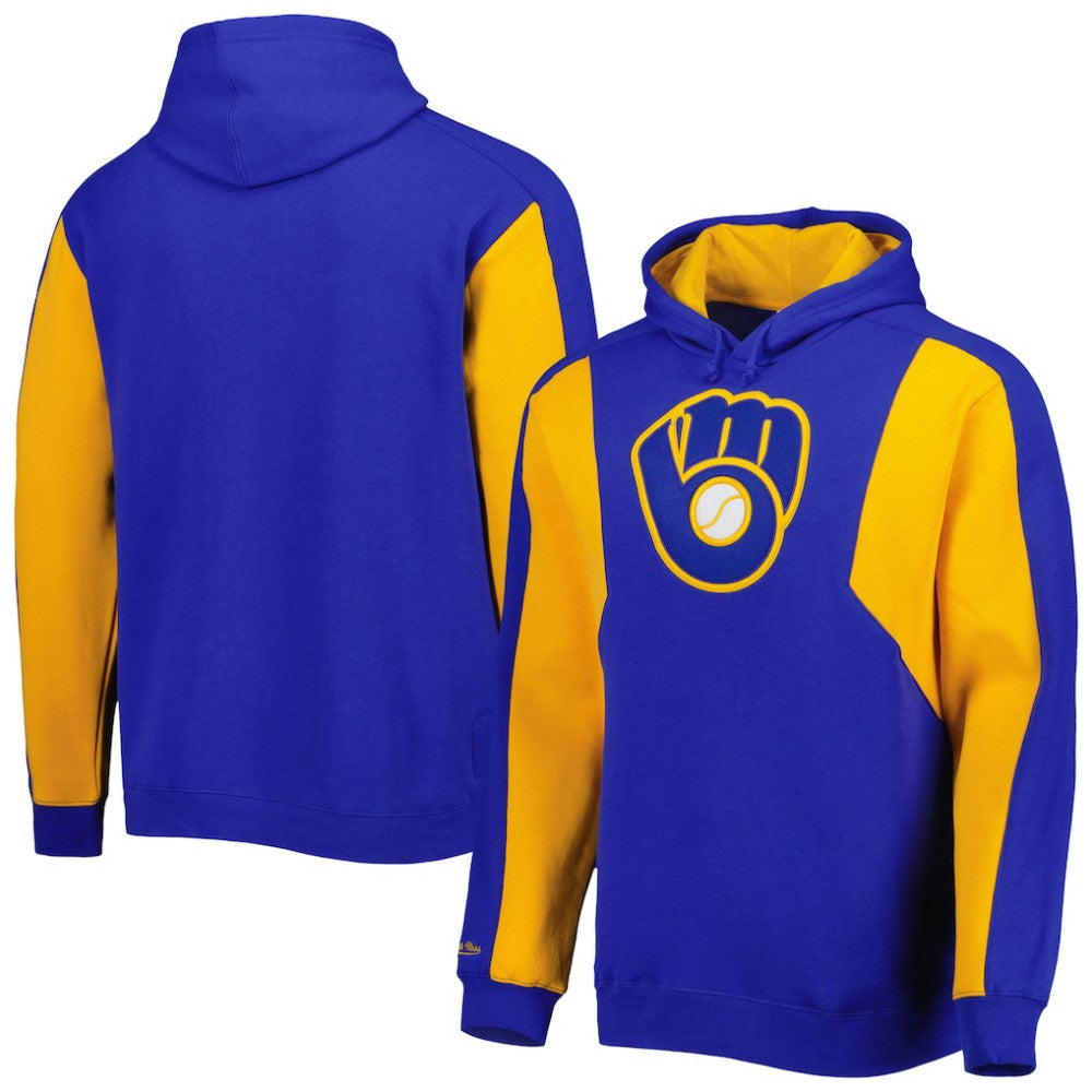 Milwaukee Brewers Mitchell & Ness Colorblocked Fleece Pullover Hoodie - MLB