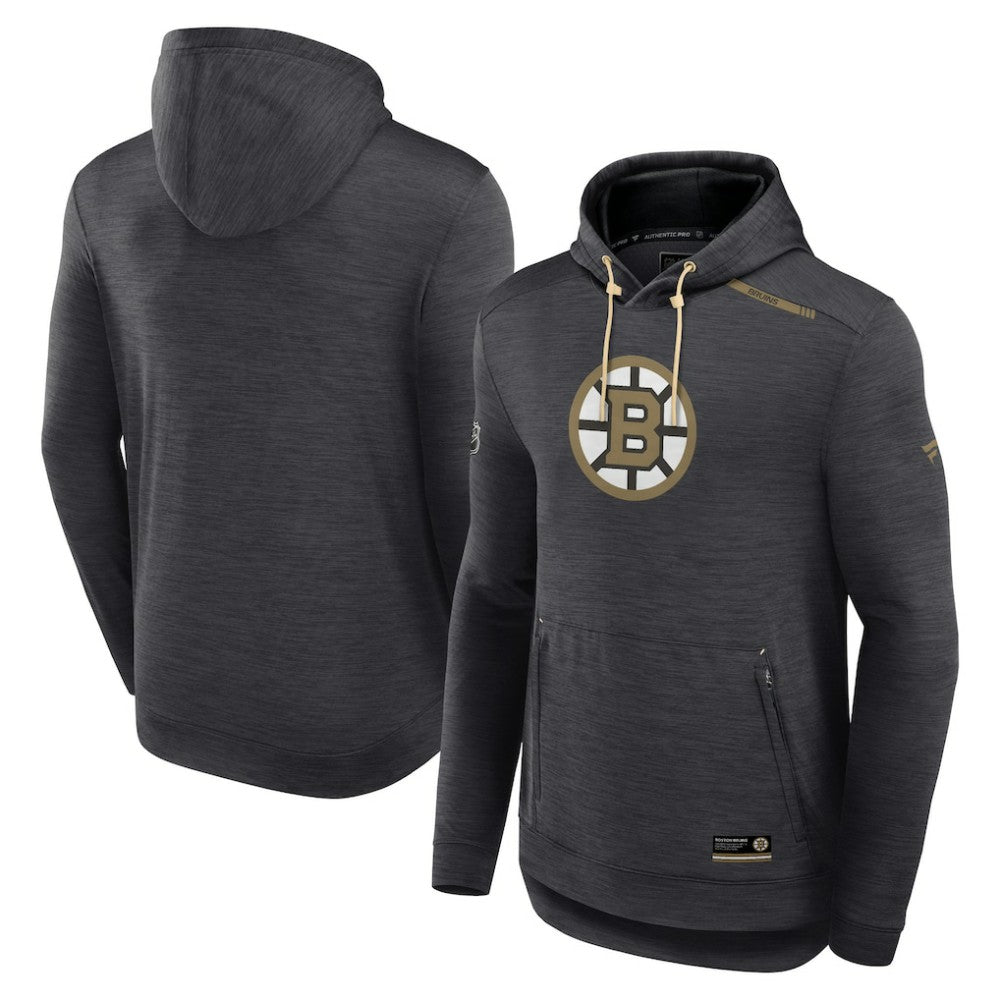 Boston Bruins Fanatics Authentic Pro Tech Pullover Hoodie - Heather Charcoal - NHL