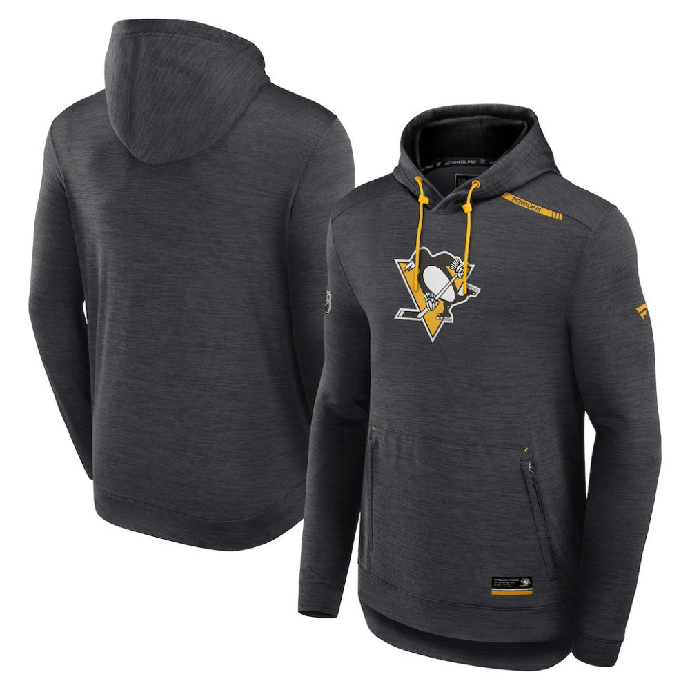 Pittsburgh Penguins Fanatics Authentic Pro Tech Pullover Hoodie - Heather Charcoal - NHL