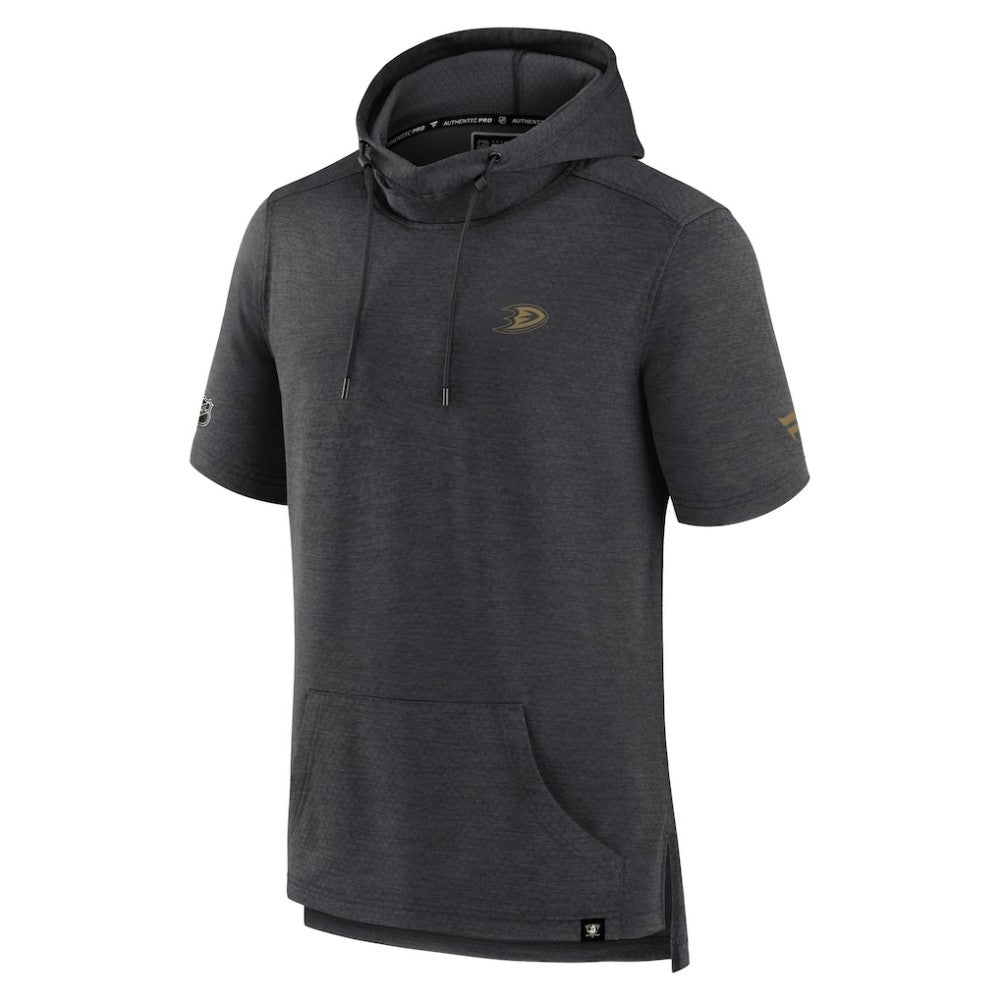 Anaheim Ducks Fanatics Authentic Pro Short Sleeve Pullover Hoodie - Heather Charcoal - NHL