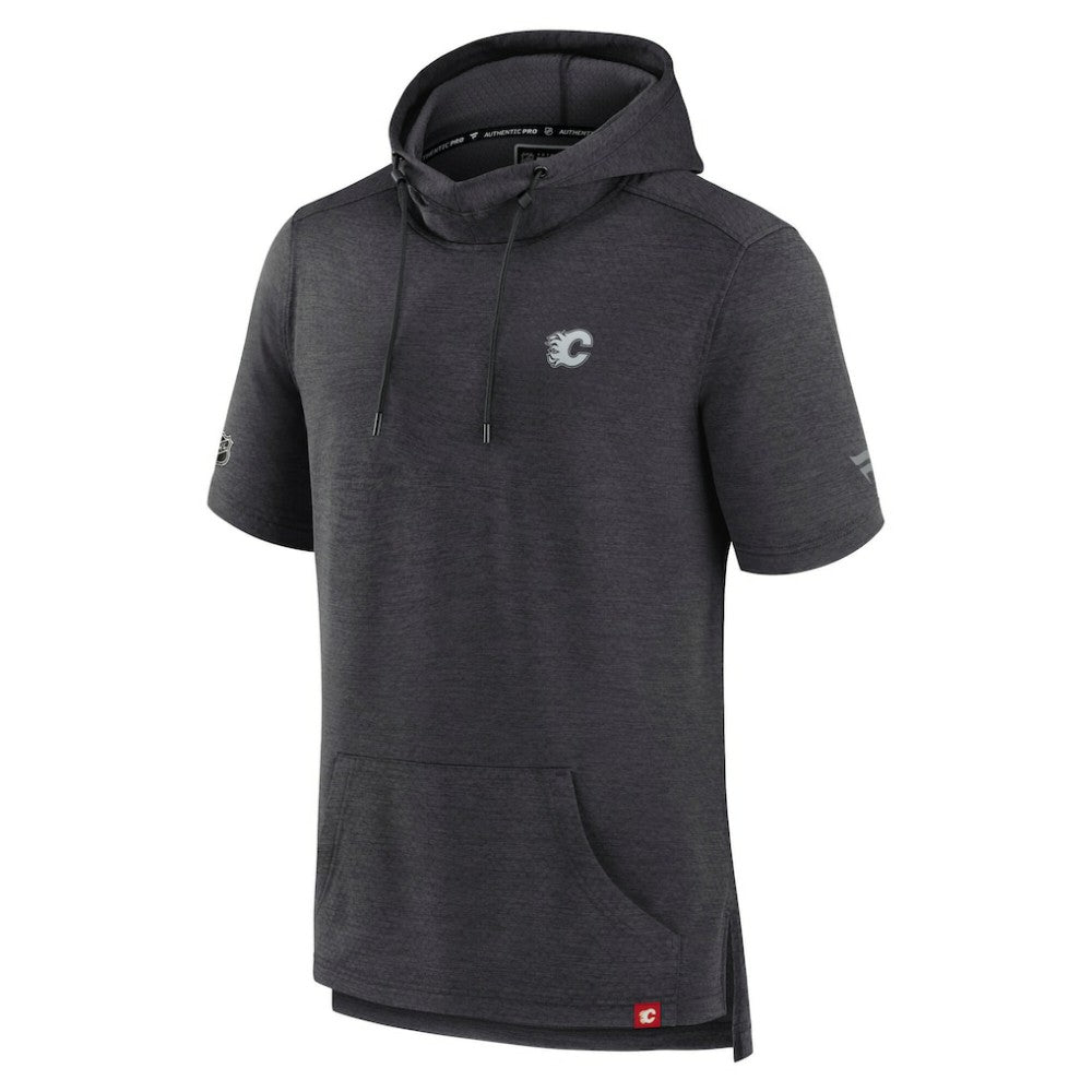 Calgary Flames Fanatics Authentic Pro Short Sleeve Pullover Hoodie - Heather Charcoal - NHL