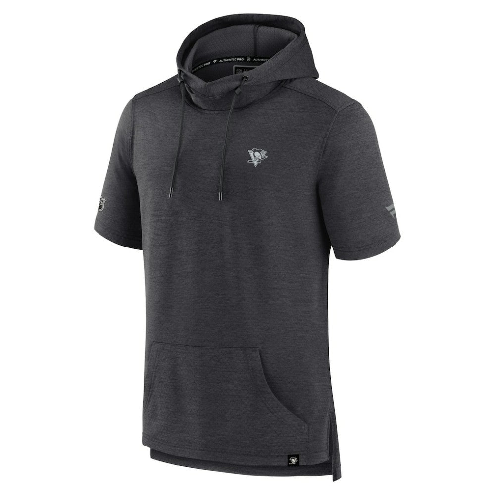 Pittsburgh Penguins Fanatics Authentic Pro Short Sleeve Pullover Hoodie - Heather Charcoal - NHL