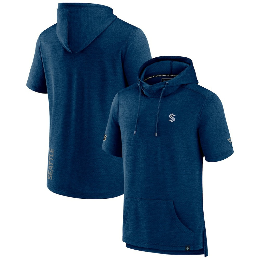 Seattle Kraken Fanatics Authentic Pro Short Sleeve Pullover Hoodie - Heather Navy - NHL