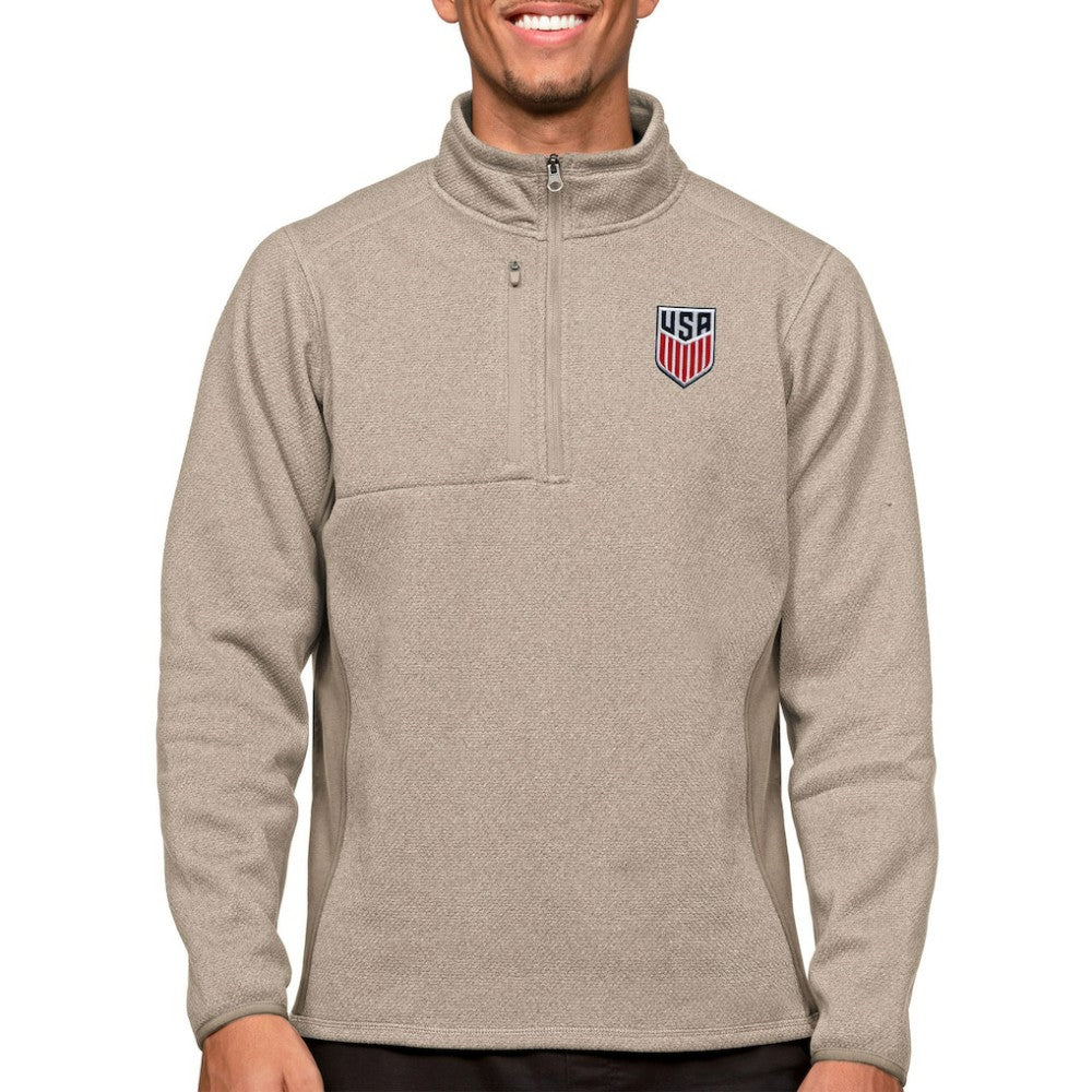 USMNT Antigua Course Quarter-Zip Pullover Top Oatmeal - FIFA World CUP