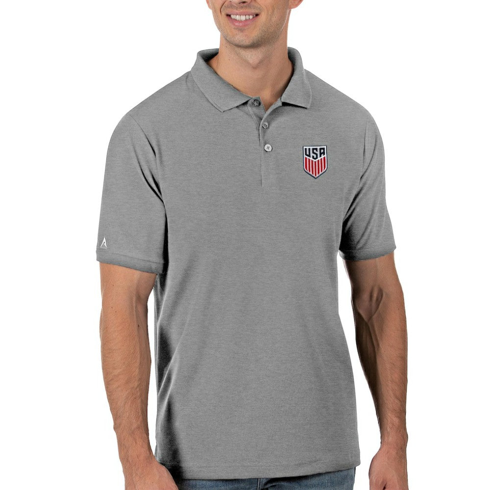 USMNT Antigua Legacy Pique Polo Gray - FIFA World CUP