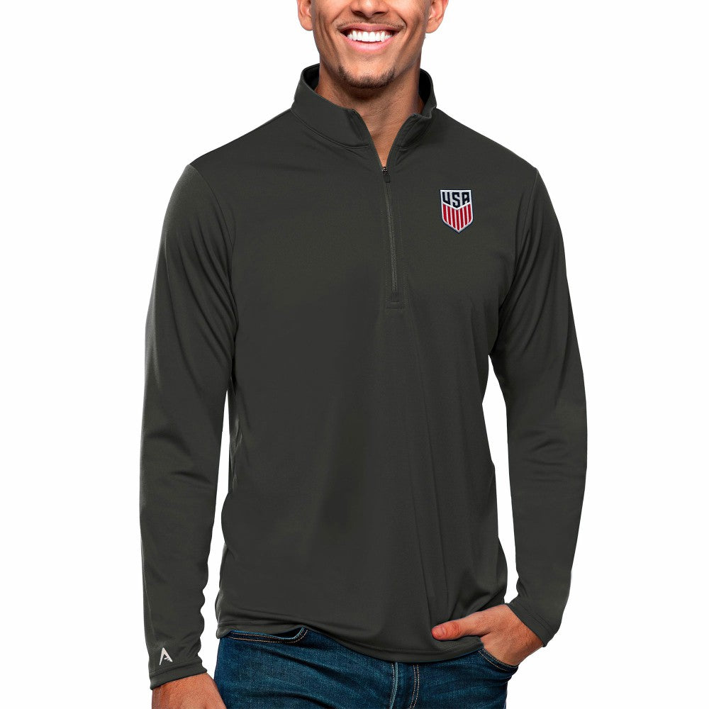 USMNT Antigua Tribute Quarter-Zip Pullover Top Charcoal - FIFA World CUP