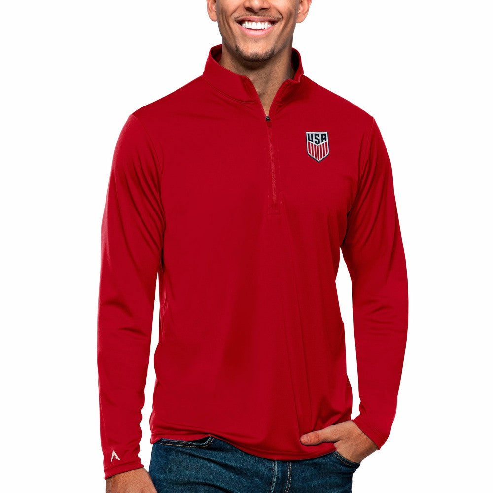 USMNT Antigua Tribute Quarter-Zip Pullover Top Red - FIFA World CUP