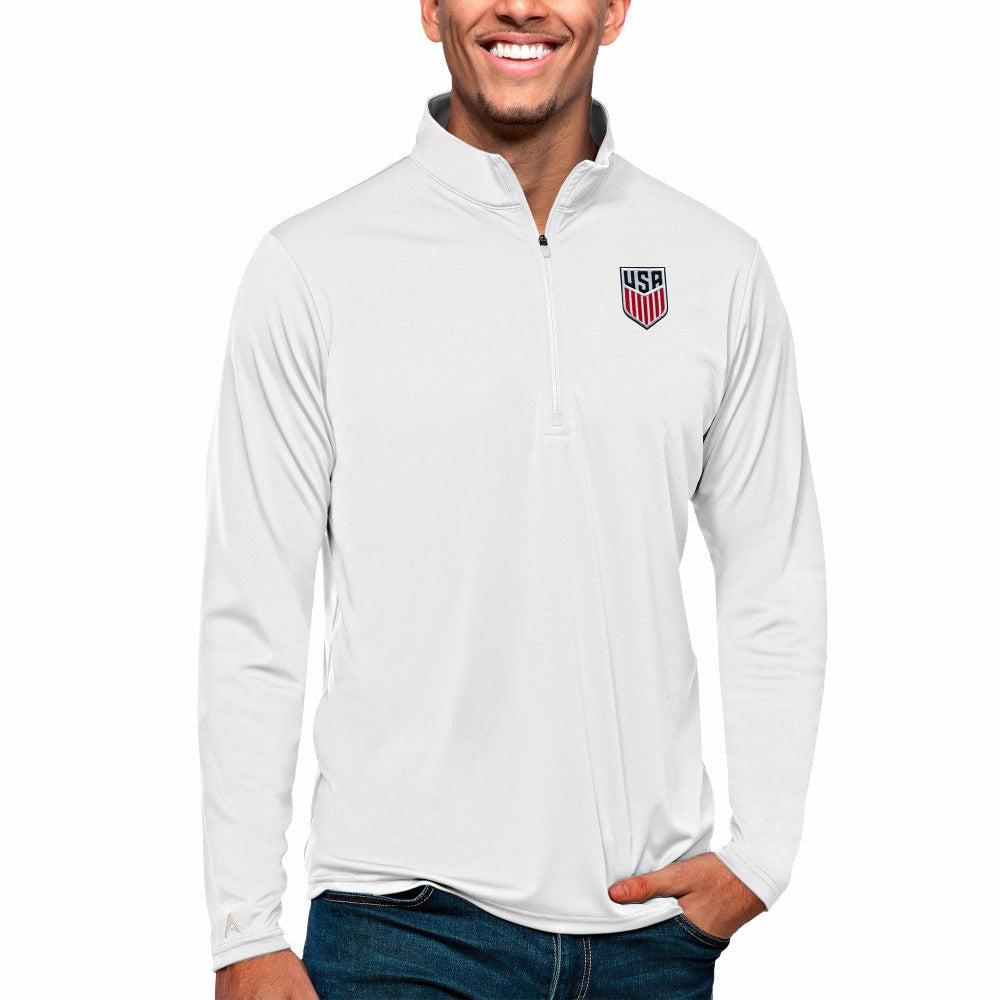 USMNT Antigua Tribute Quarter-Zip Pullover Top White - FIFA World CUP