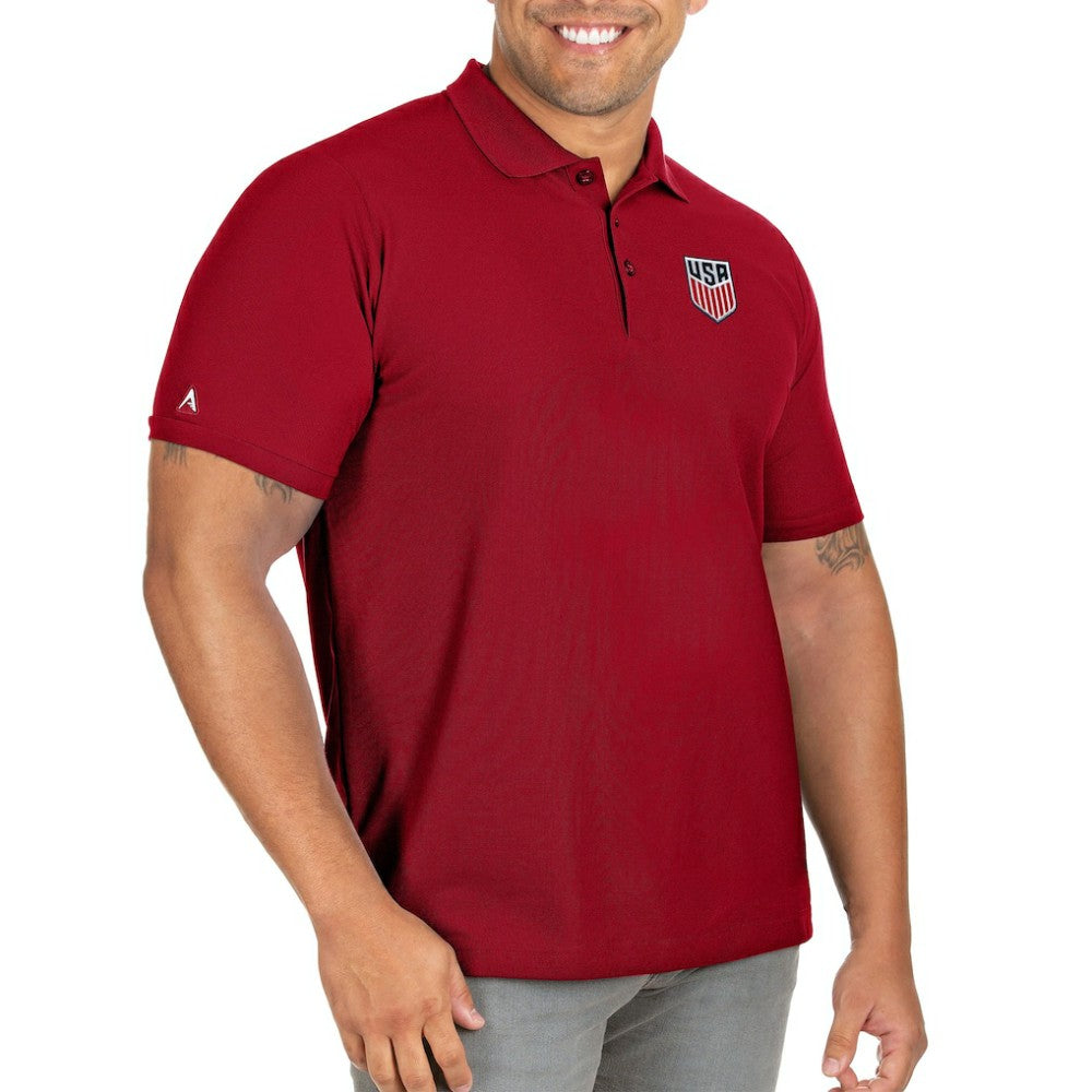 USMNT Antigua Legacy Pique Big & Tall Polo Red - FIFA World CUP
