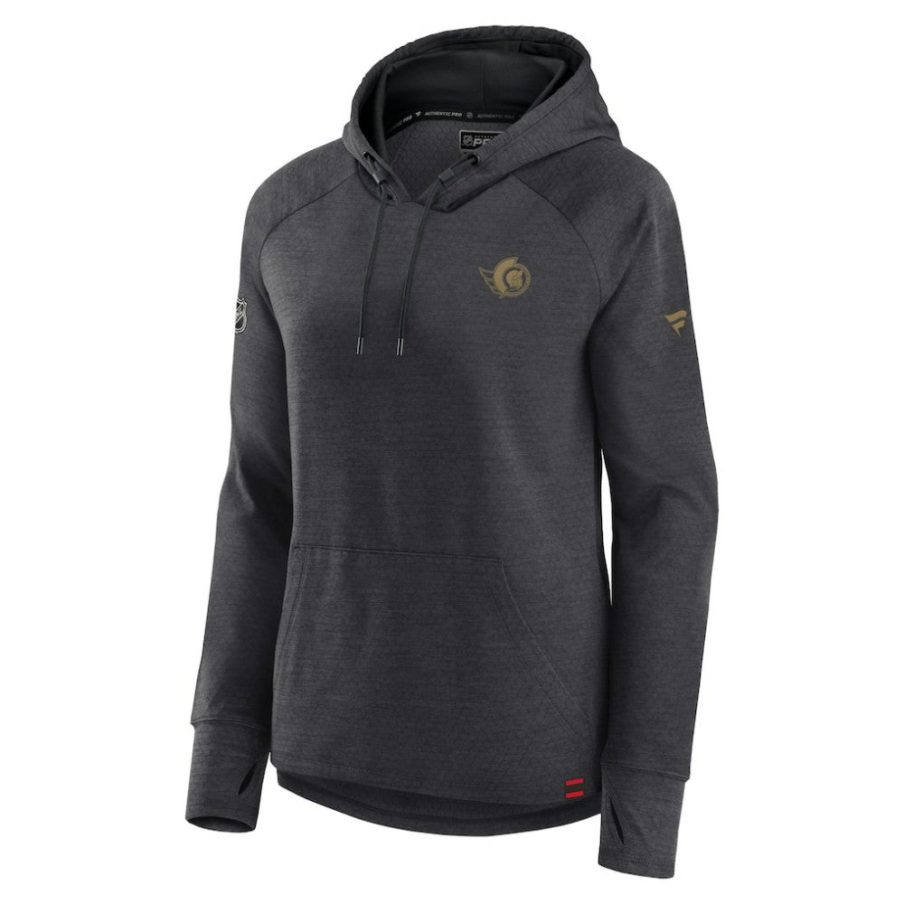 Ottawa Senators Fanatics Women's Authentic Pro Pullover Hoodie - Heather Charcoal - NHL