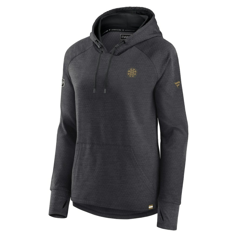 Boston Bruins Fanatics Women's Authentic Pro Pullover Hoodie - Heather Charcoal - NHL
