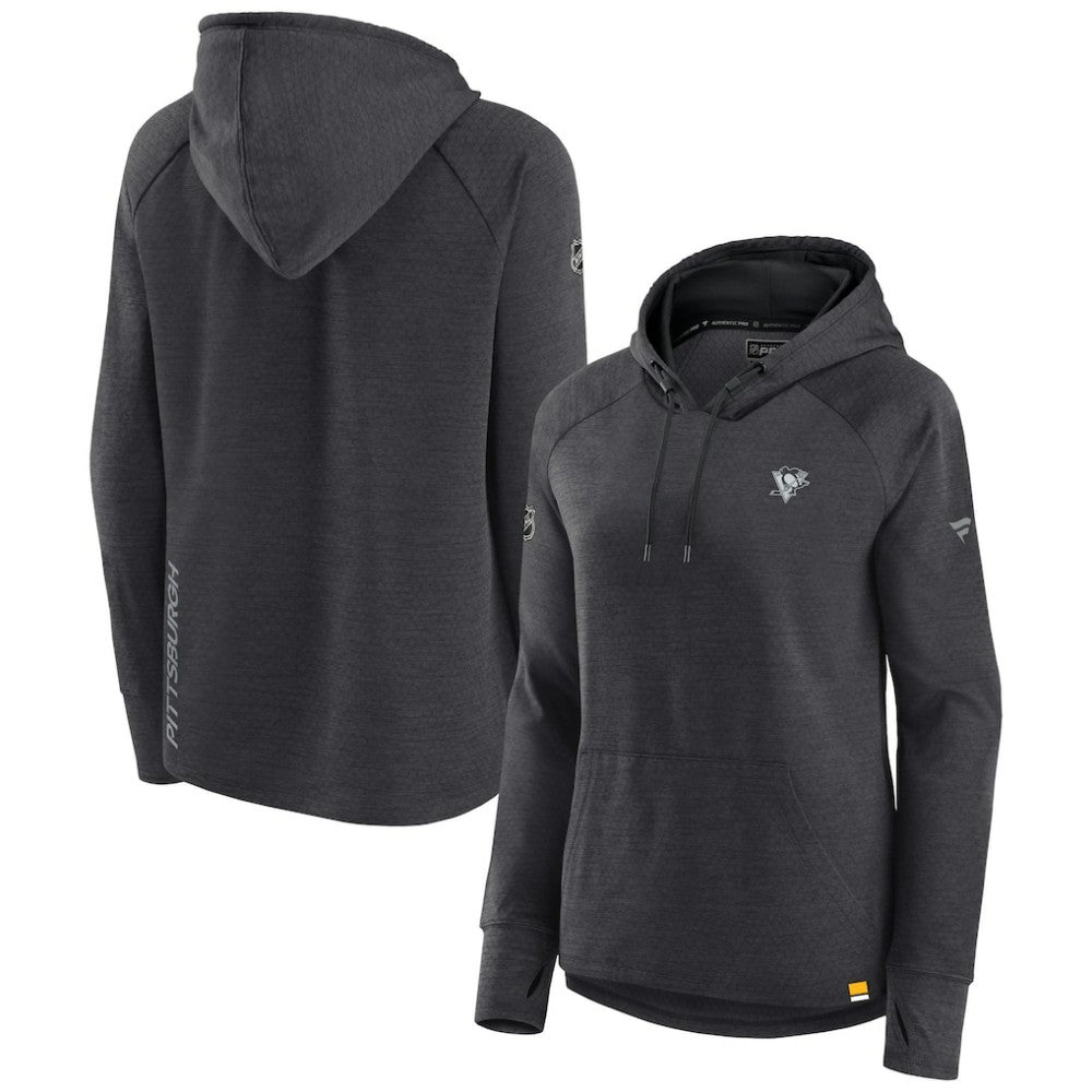 Pittsburgh Penguins Fanatics Women's Authentic Pro Pullover Hoodie - Heather Charcoal - NHL