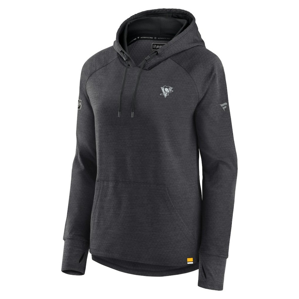 Pittsburgh Penguins Fanatics Women's Authentic Pro Pullover Hoodie - Heather Charcoal - NHL