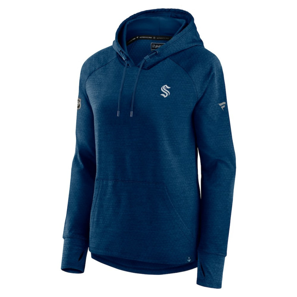 Seattle Kraken Fanatics Women's Authentic Pro Pullover Hoodie - Heather Deep Sea Blue - NHL