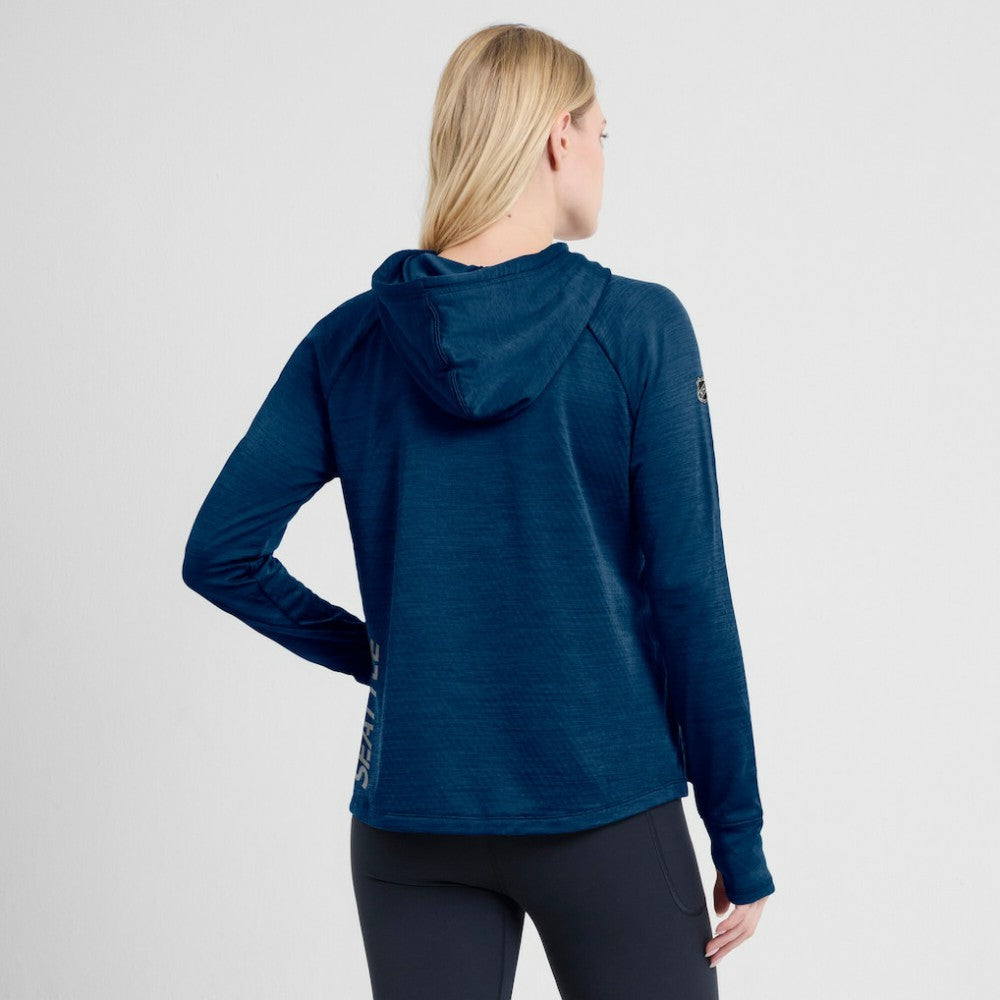 Seattle Kraken Fanatics Women's Authentic Pro Pullover Hoodie - Heather Deep Sea Blue - NHL
