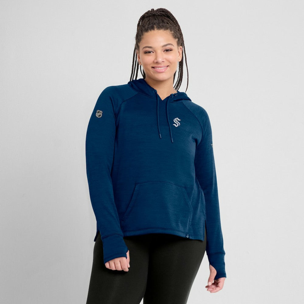 Seattle Kraken Fanatics Women's Authentic Pro Pullover Hoodie - Heather Deep Sea Blue - NHL