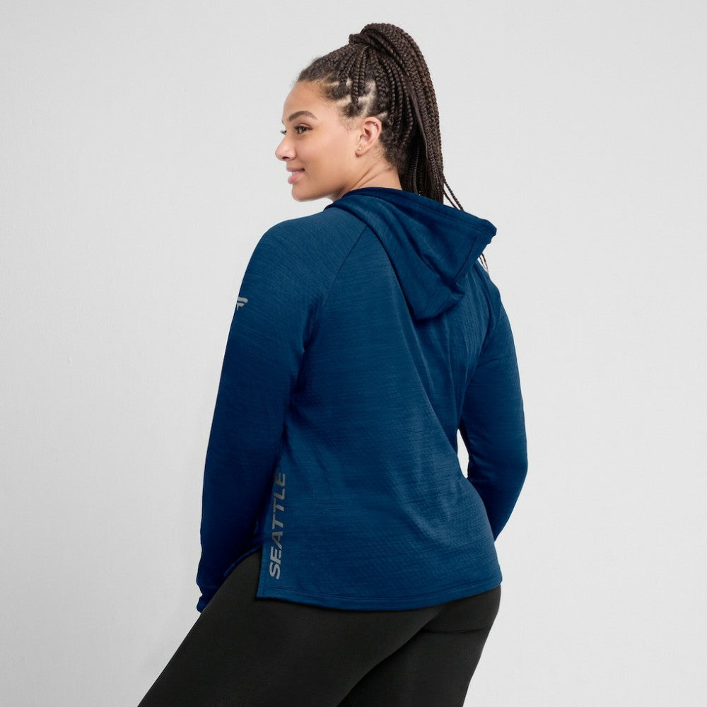 Seattle Kraken Fanatics Women's Authentic Pro Pullover Hoodie - Heather Deep Sea Blue - NHL