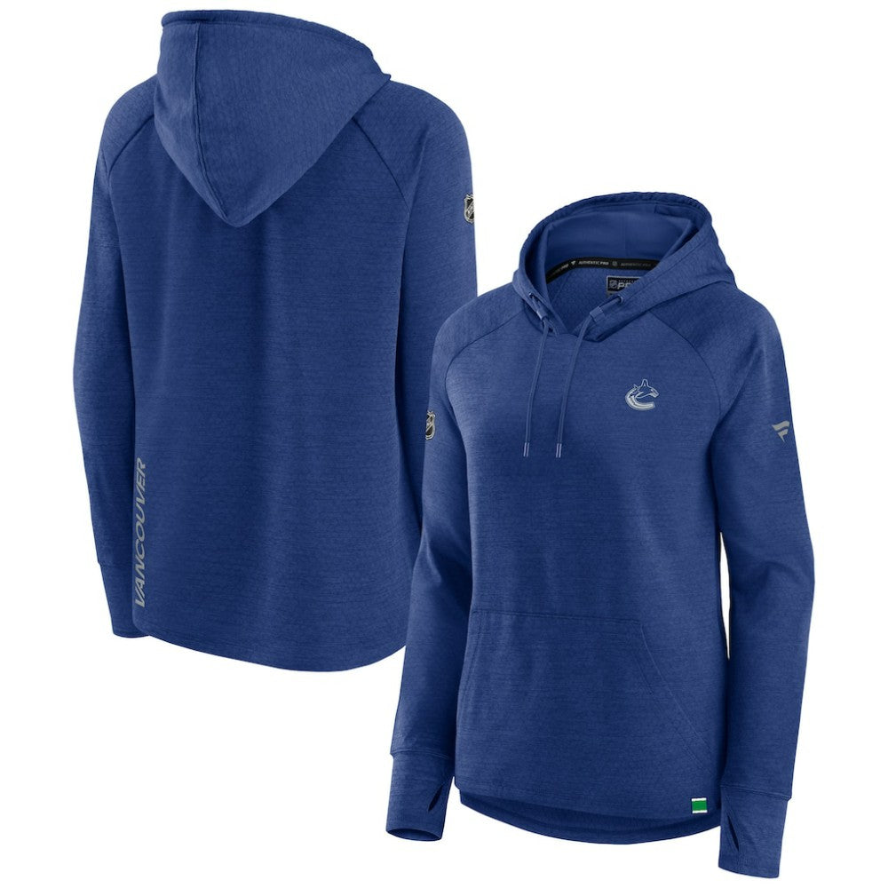 Vancouver Canucks Fanatics Women's Authentic Pro Pullover Hoodie - Heather Blue - NHL