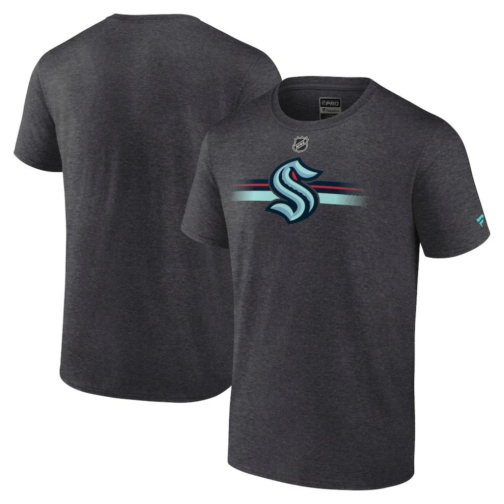 Seattle Kraken Fanatics Authentic Pro Secondary Logo T-Shirt - Heather Charcoal - NHL