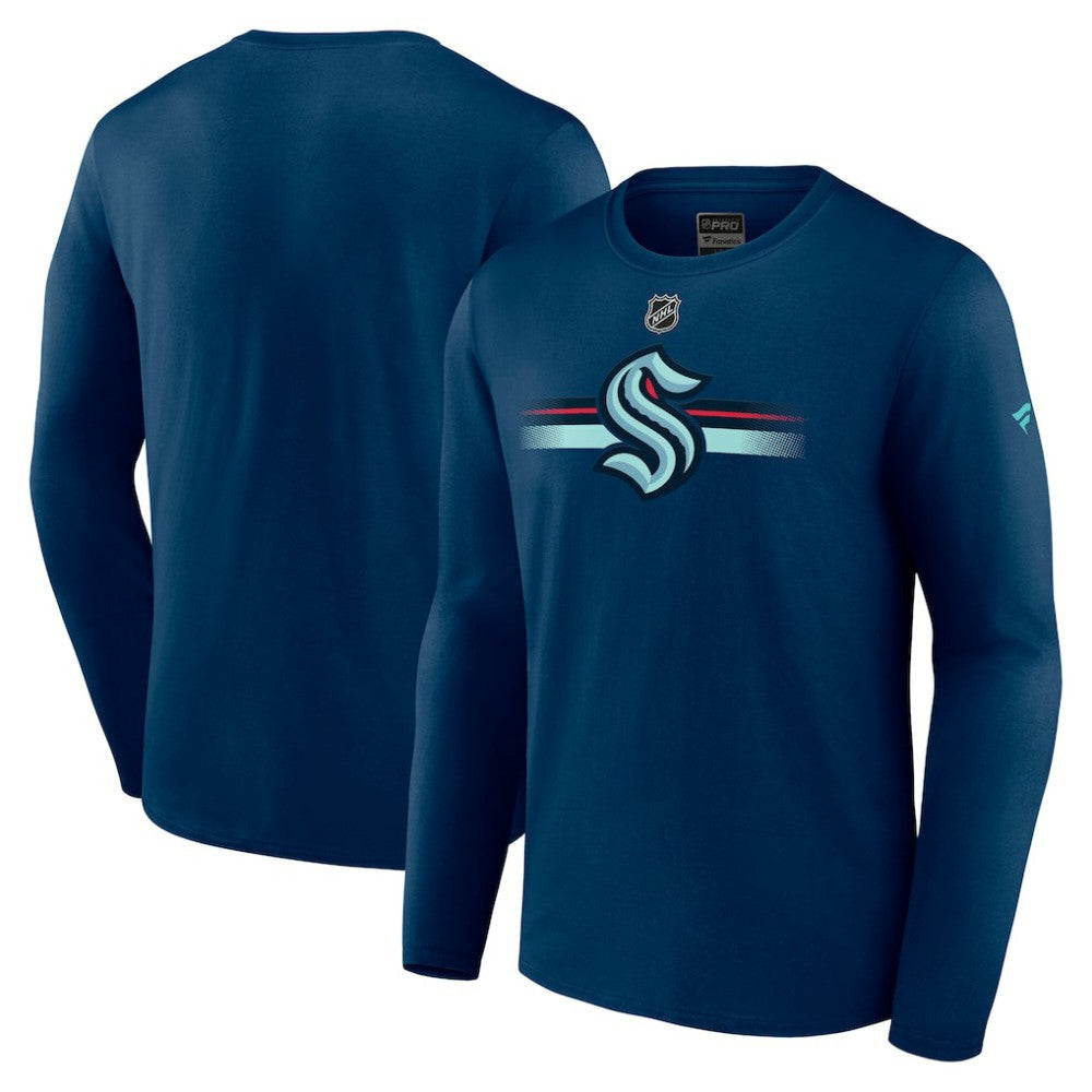Seattle Kraken Fanatics Authentic Pro Secondary Long Sleeve T-Shirt - Deep Sea Blue - NHL