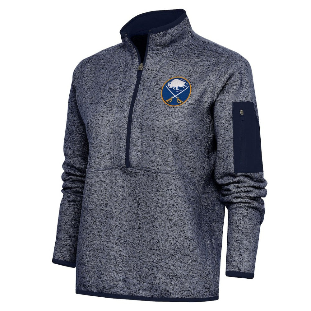 Buffalo Sabres Antigua Women's Team Logo Fortune Quarter-Zip Jacket - Heather Navy - NHL