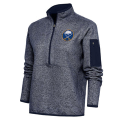Buffalo Sabres Antigua Women's Team Logo Fortune Quarter-Zip Jacket - Heather Navy - NHL