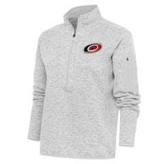 Carolina Hurricanes Antigua Women's Team Logo Fortune Quarter-Zip Jacket - Heather Gray - NHL