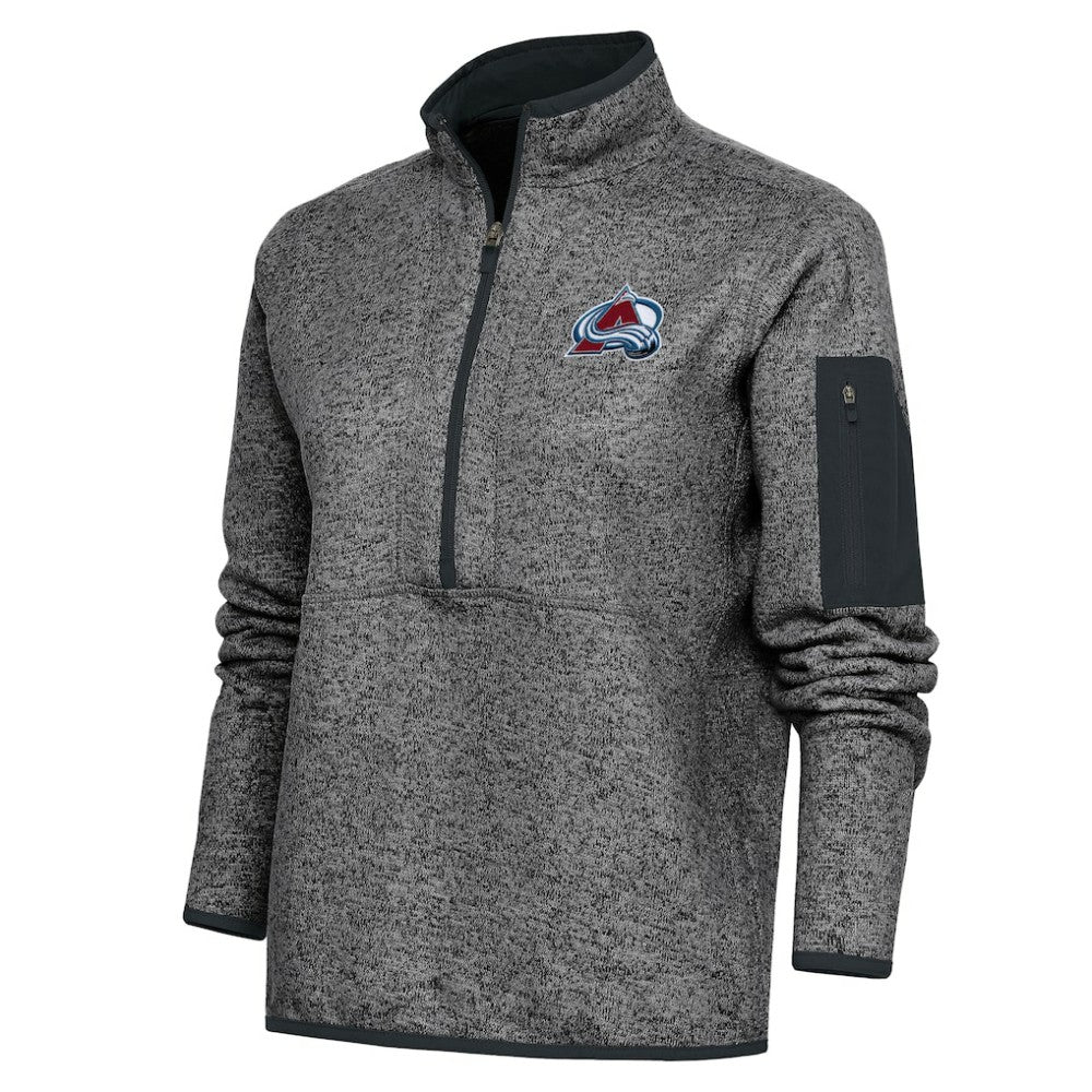 Colorado Avalanche Antigua Women's Team Logo Fortune Quarter-Zip Jacket - Heather Charcoal - NHL