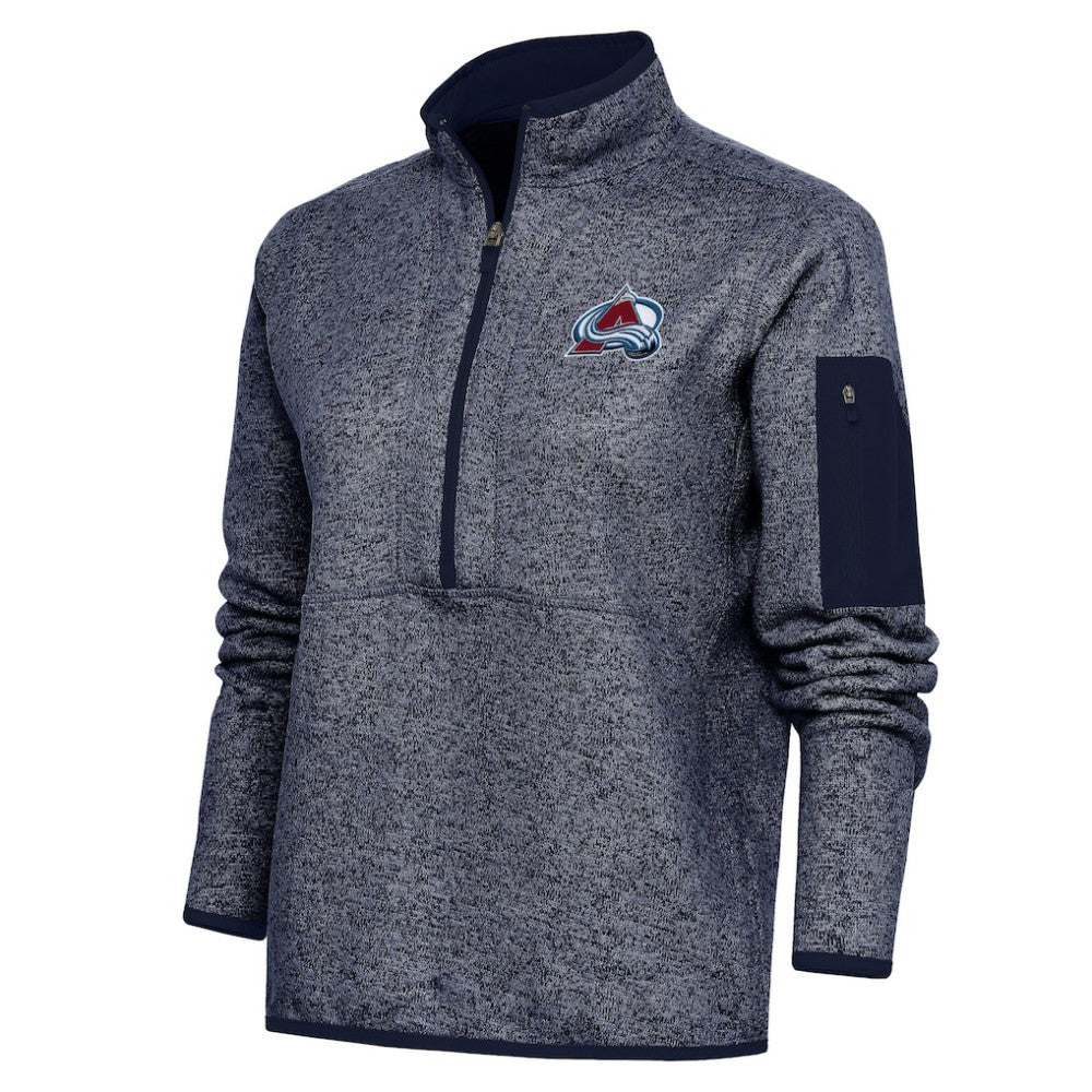 Colorado Avalanche Antigua Women's Team Logo Fortune Quarter-Zip Jacket - Heather Navy - NHL