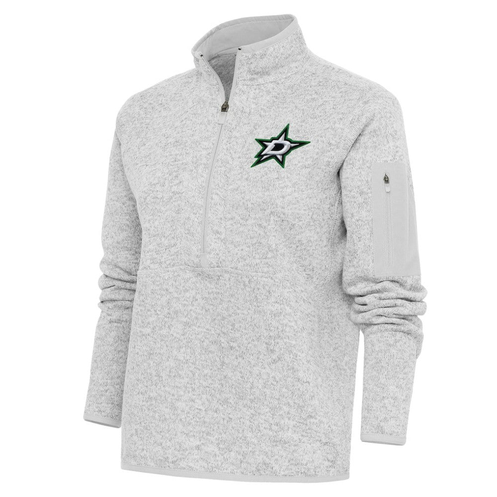 Dallas Stars Antigua Women's Team Logo Fortune Quarter-Zip Jacket - Heather Gray - NHL