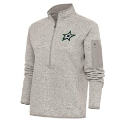 Dallas Stars Antigua Women's Team Logo Fortune Quarter-Zip Jacket - Oatmeal - NHL