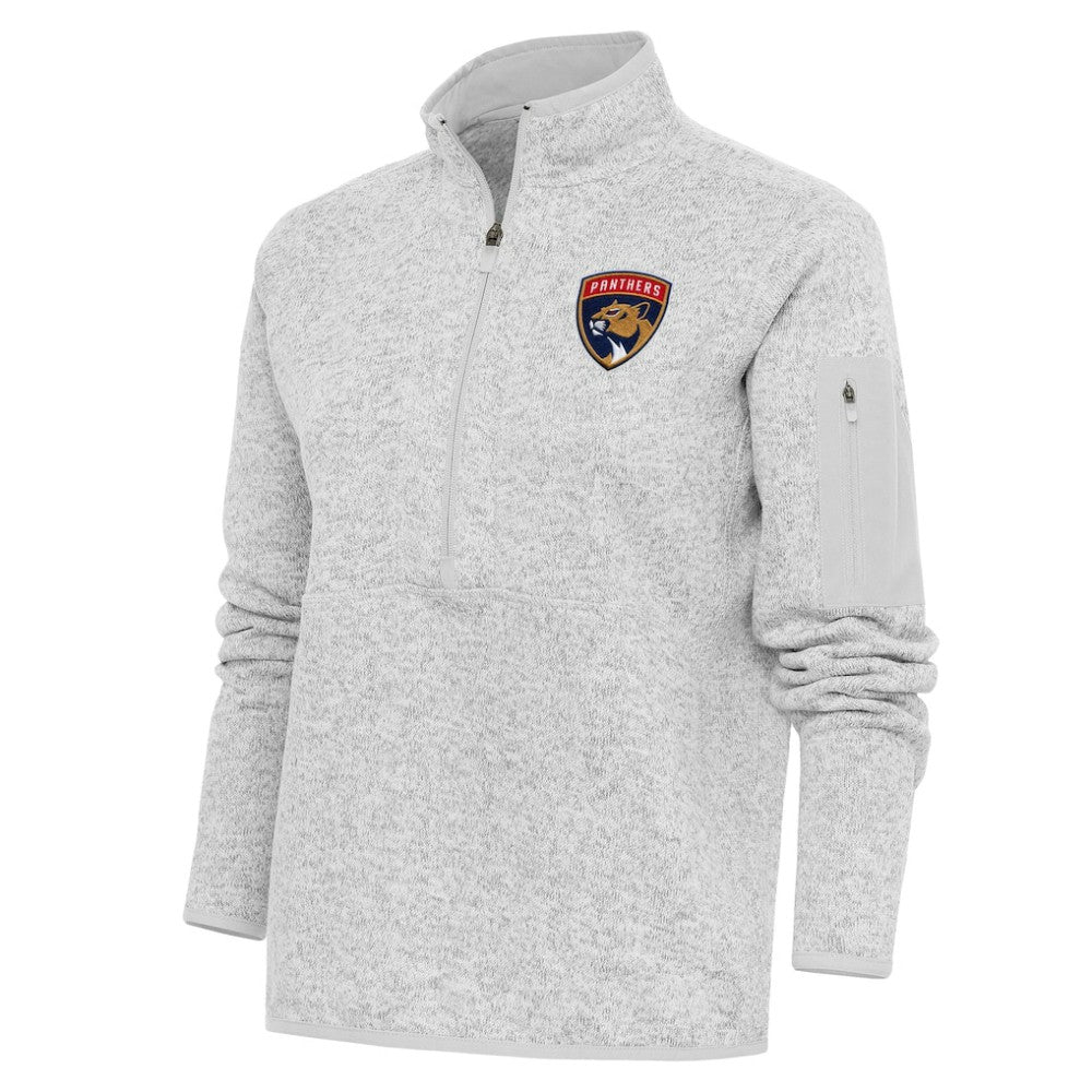 Florida Panthers Antigua Women's Team Logo Fortune Quarter-Zip Jacket - Heather Gray - NHL