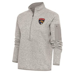 Florida Panthers Antigua Women's Team Logo Fortune Quarter-Zip Jacket - Oatmeal - NHL