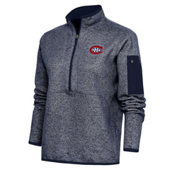 Montreal Canadiens Antigua Women's Team Logo Fortune Quarter-Zip Jacket - Heather Navy - NHL