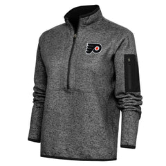Philadelphia Flyers Antigua Women's Team Logo Fortune Quarter-Zip Jacket - Heather Black - NHL