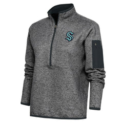 Seattle Kraken Antigua Women's Team Logo Fortune Quarter-Zip Jacket - Heather Charcoal - NHL