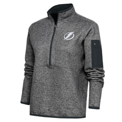 Tampa Bay Lightning Antigua Women's Team Logo Fortune Quarter-Zip Jacket - Heather Charcoal - NHL