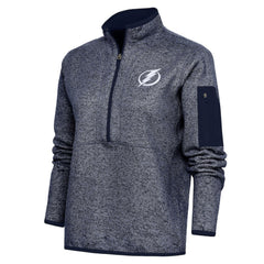 Tampa Bay Lightning Antigua Women's Team Logo Fortune Quarter-Zip Jacket - Heather Navy - NHL