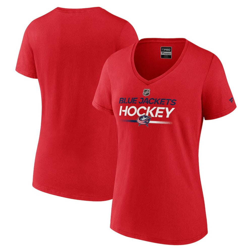 Columbus Blue Jackets Fanatics Women's Authentic Pro Primary V-Neck T-Shirt - Red - NHL