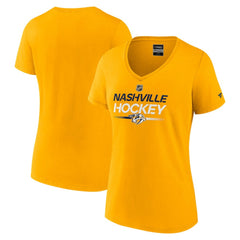 Nashville Predators Fanatics Women's Authentic Pro Primary V-Neck T-Shirt - Gold - NHL