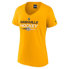 Nashville Predators Fanatics Women's Authentic Pro Primary V-Neck T-Shirt - Gold - NHL