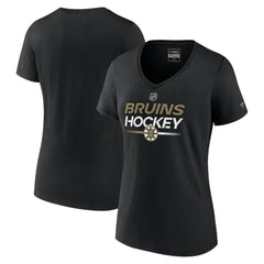 Boston Bruins Fanatics Women's Authentic Pro V-Neck T-Shirt - Black - NHL