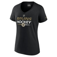 Boston Bruins Fanatics Women's Authentic Pro V-Neck T-Shirt - Black - NHL