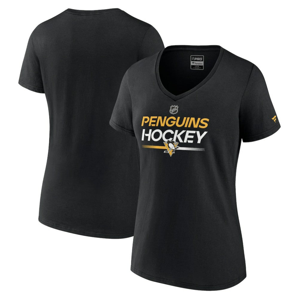 Pittsburgh Penguins Fanatics Women's Authentic Pro V-Neck T-Shirt - Black - NHL