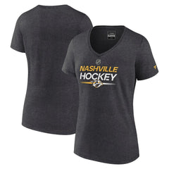 Nashville Predators Fanatics Women's Authentic Pro Primary V-Neck T-Shirt - Heather Charcoal - NHL