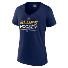St. Louis Blues Fanatics Women's Authentic Pro V-Neck T-Shirt - Navy - NHL