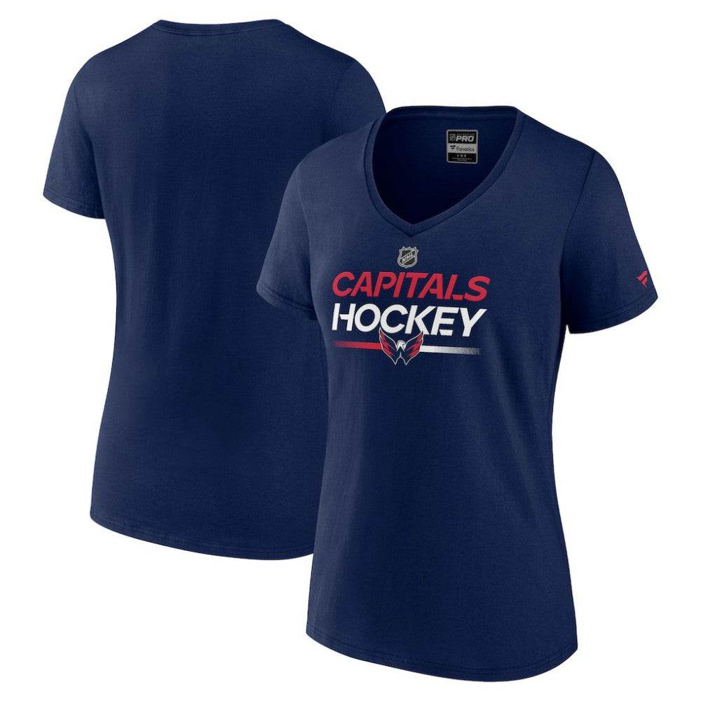 Washington Capitals Fanatics Women's Authentic Pro V-Neck T-Shirt - Navy - NHL