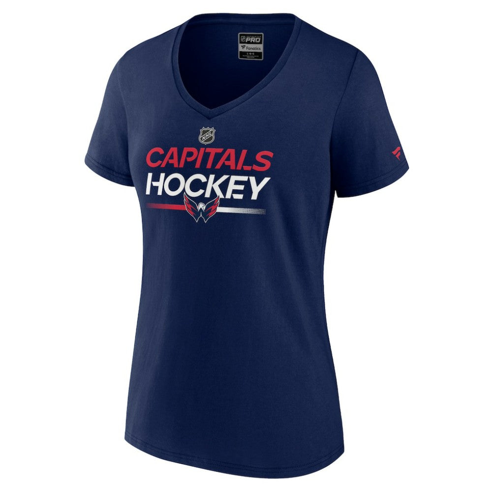 Washington Capitals Fanatics Women's Authentic Pro V-Neck T-Shirt - Navy - NHL