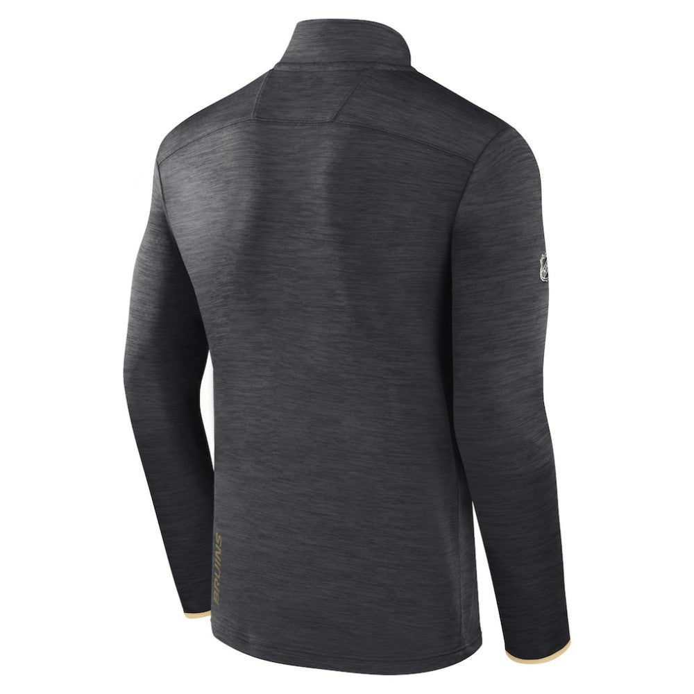 Boston Bruins Fanatics Authentic Pro Quarter-Zip Pullover Top - Heather Charcoal - NHL